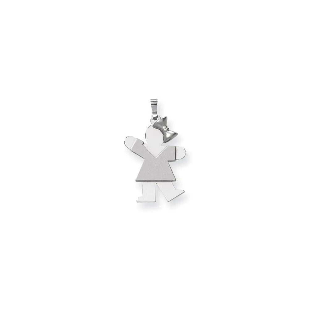 14k White Gold Medium Girl With Bow Kiss Charm