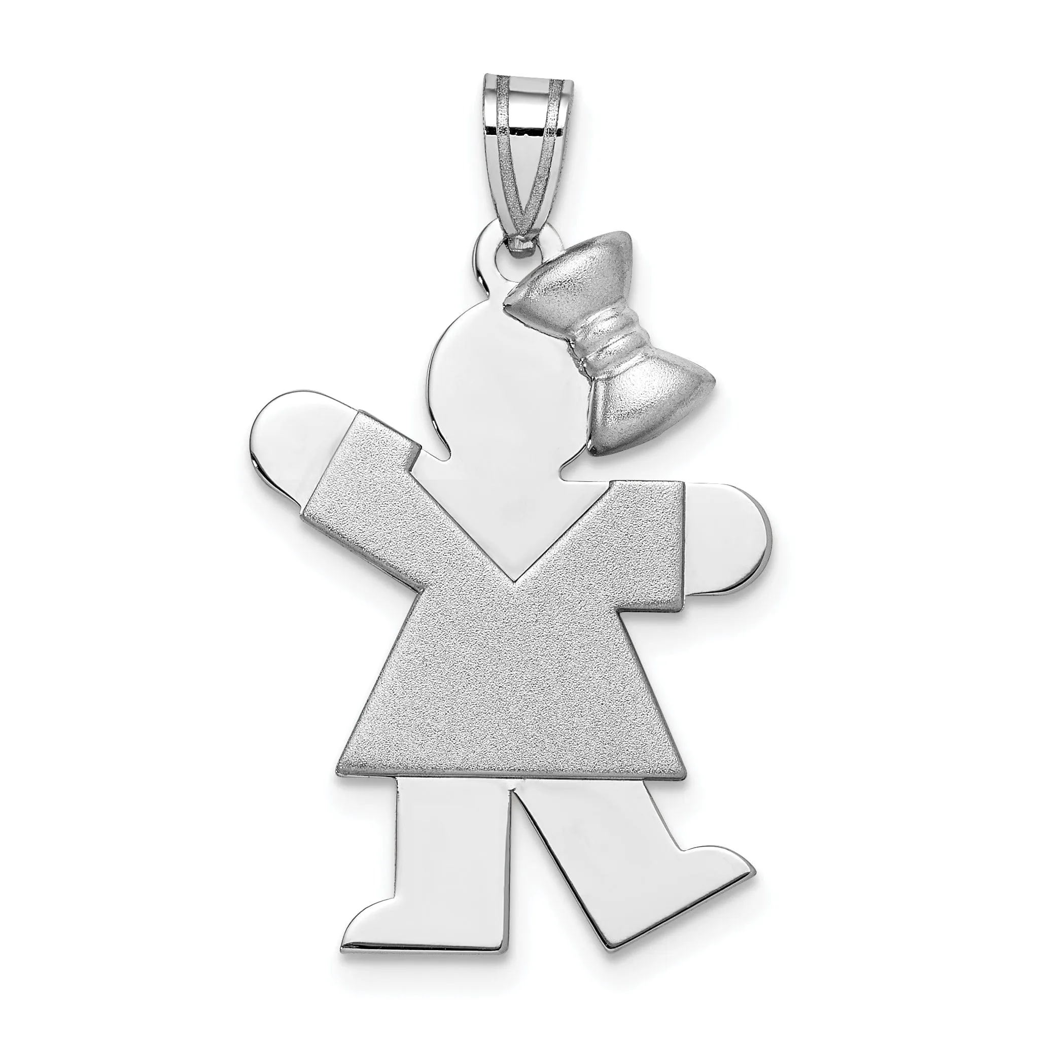 14k White Gold Medium Girl With Bow Kiss Charm