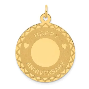 14k Yellow Gold Happy Anniversary Charm Pendant.