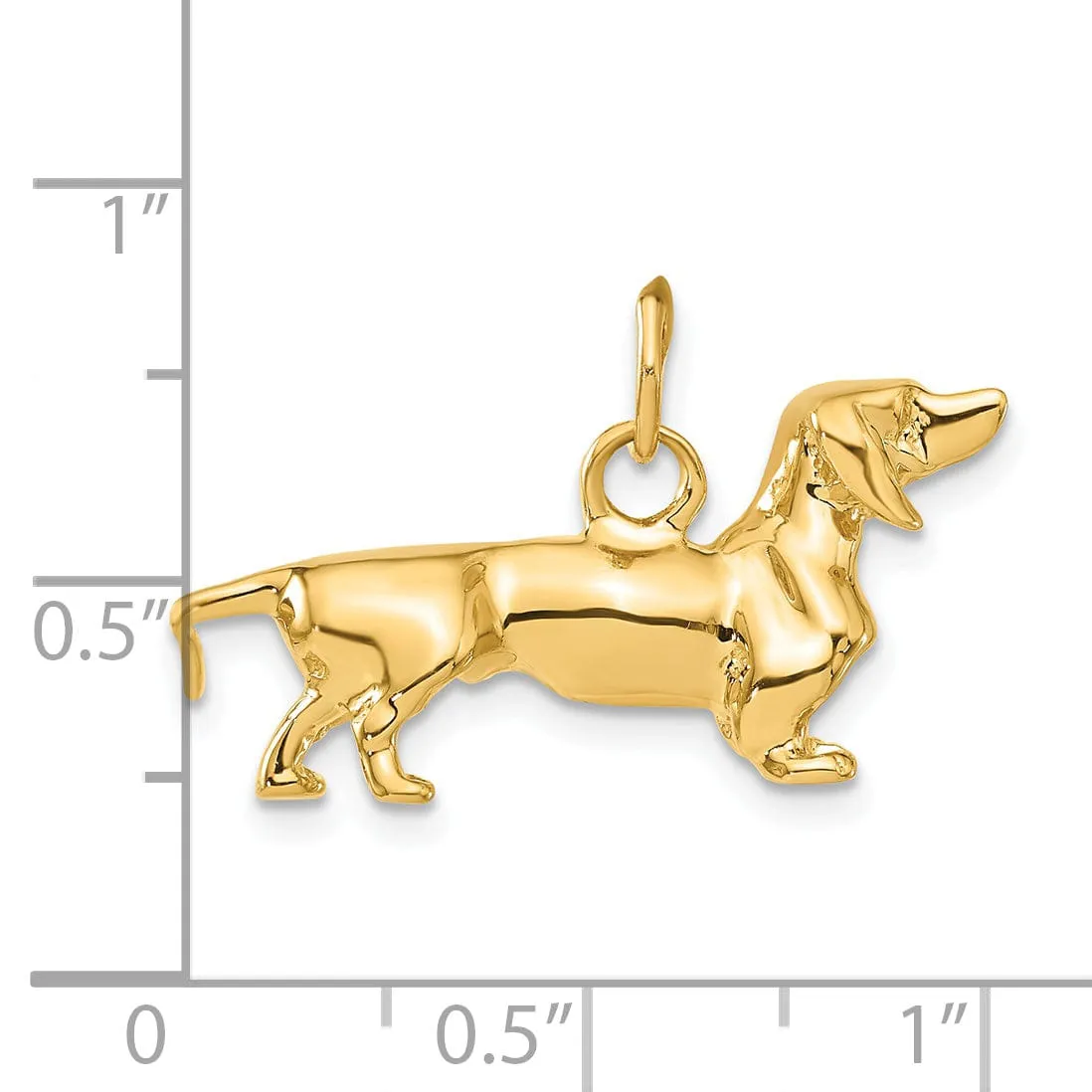 14k Yellow Gold Open Back Textured Solid Polished Finish Poodle Dog Charm Pendant