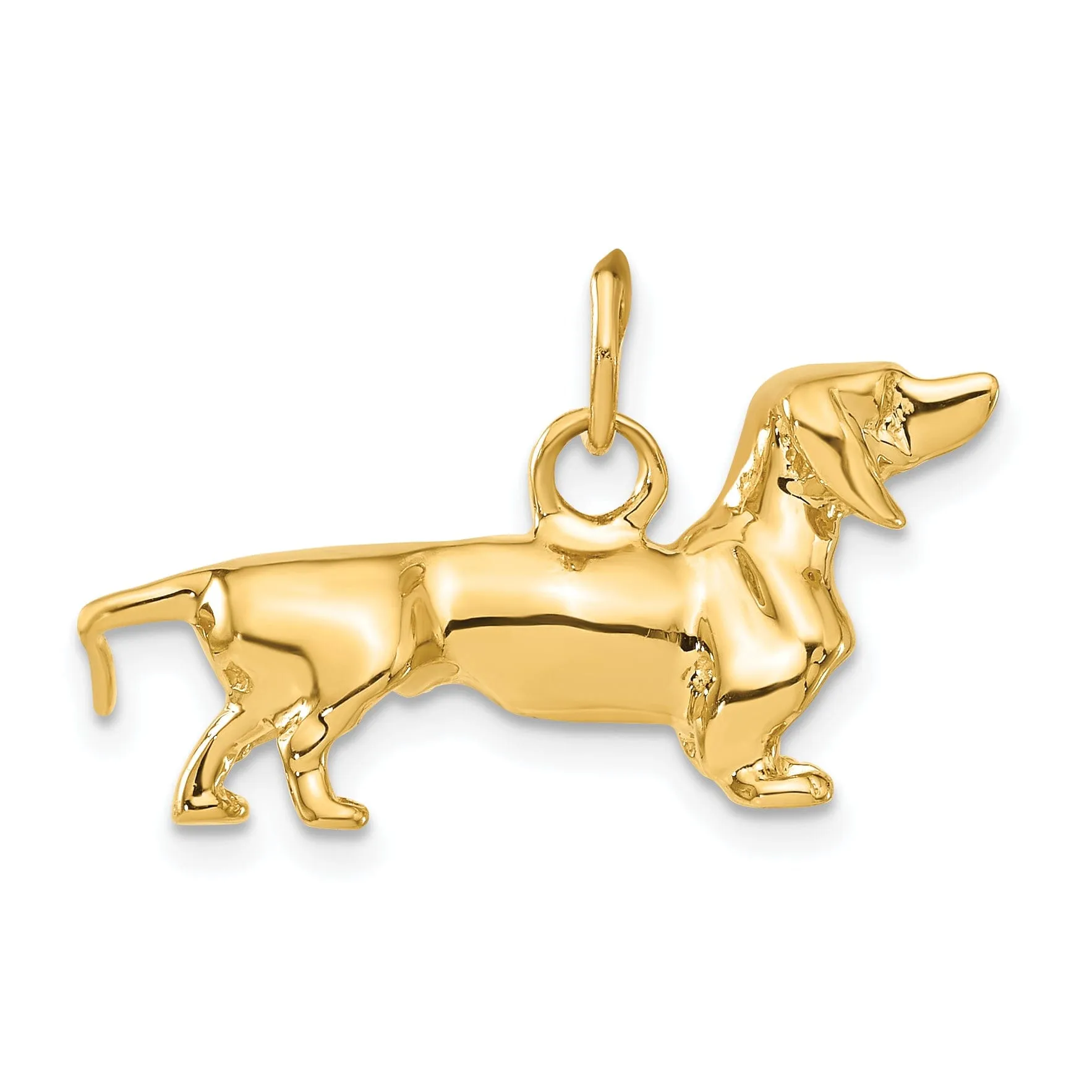 14k Yellow Gold Open Back Textured Solid Polished Finish Poodle Dog Charm Pendant