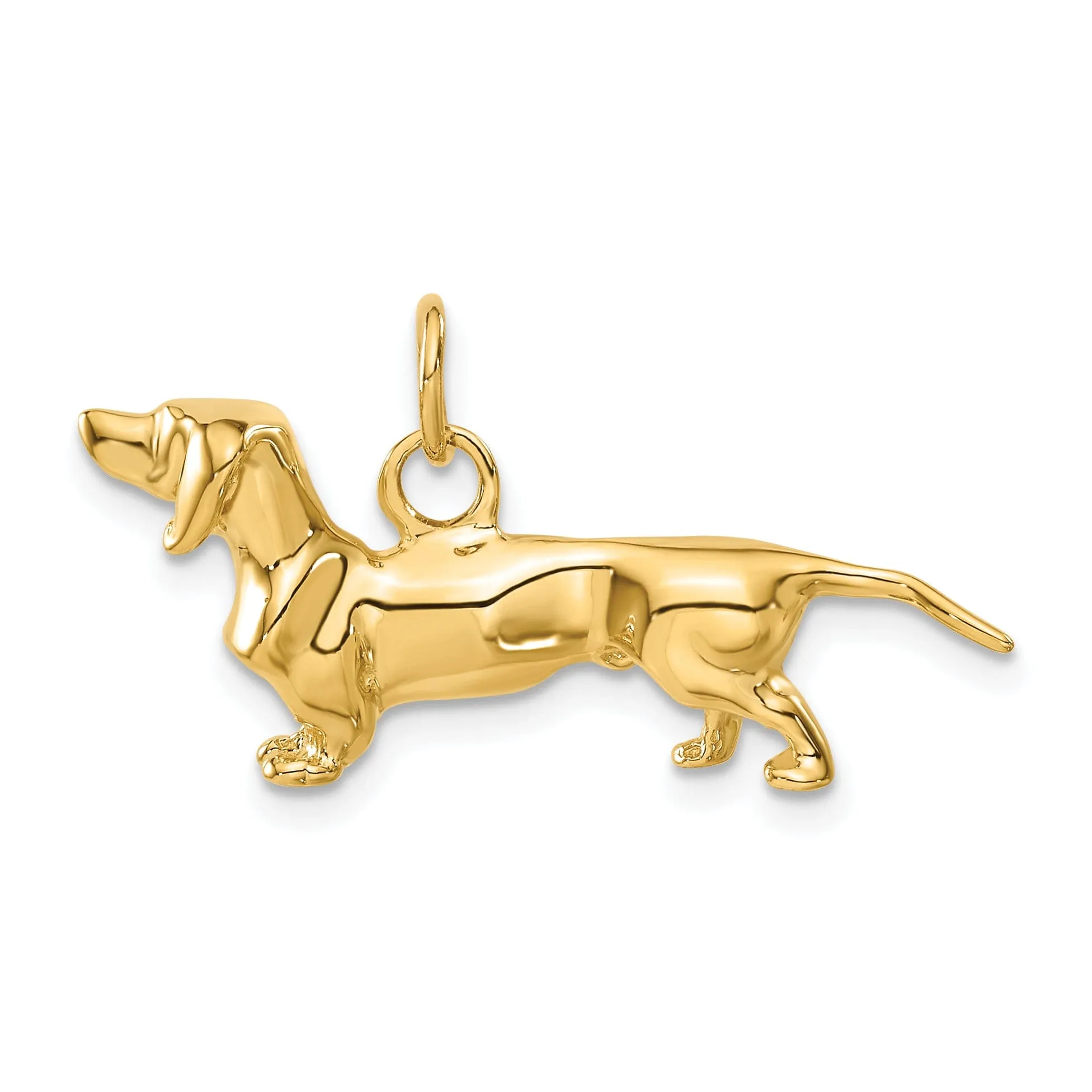 14k Yellow Gold Open Back Textured Solid Polished Finish Poodle Dog Charm Pendant