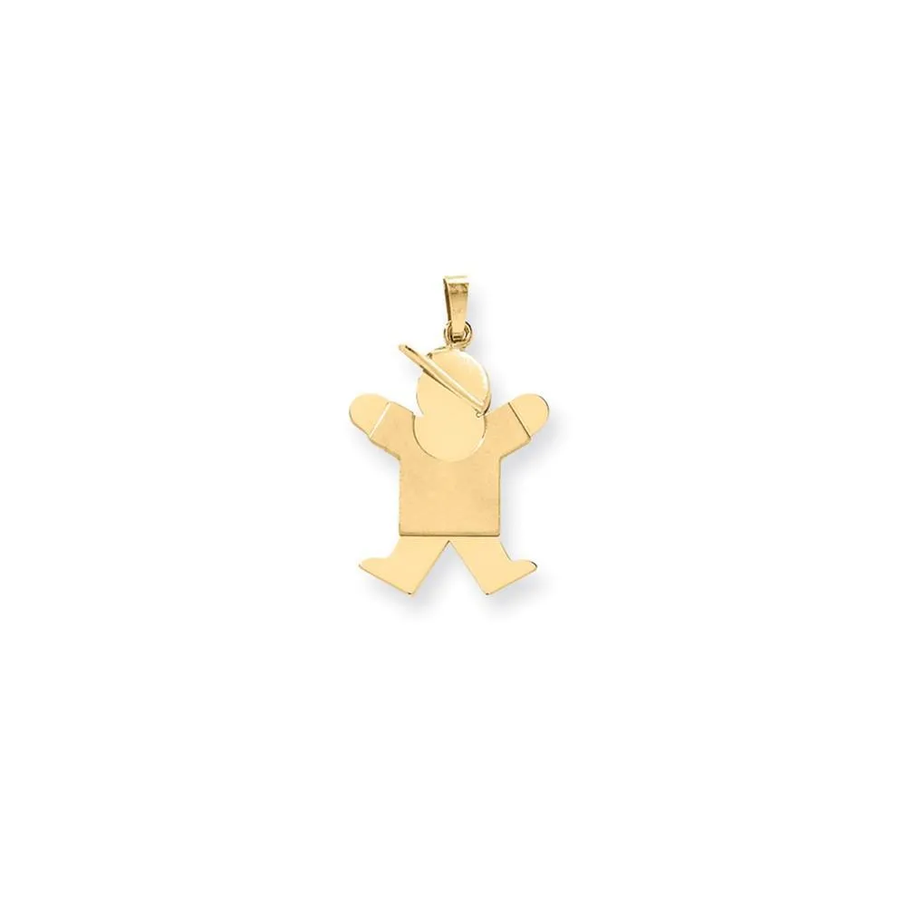 14k Yellow Gold Polished Boy With Hat Joy Charm