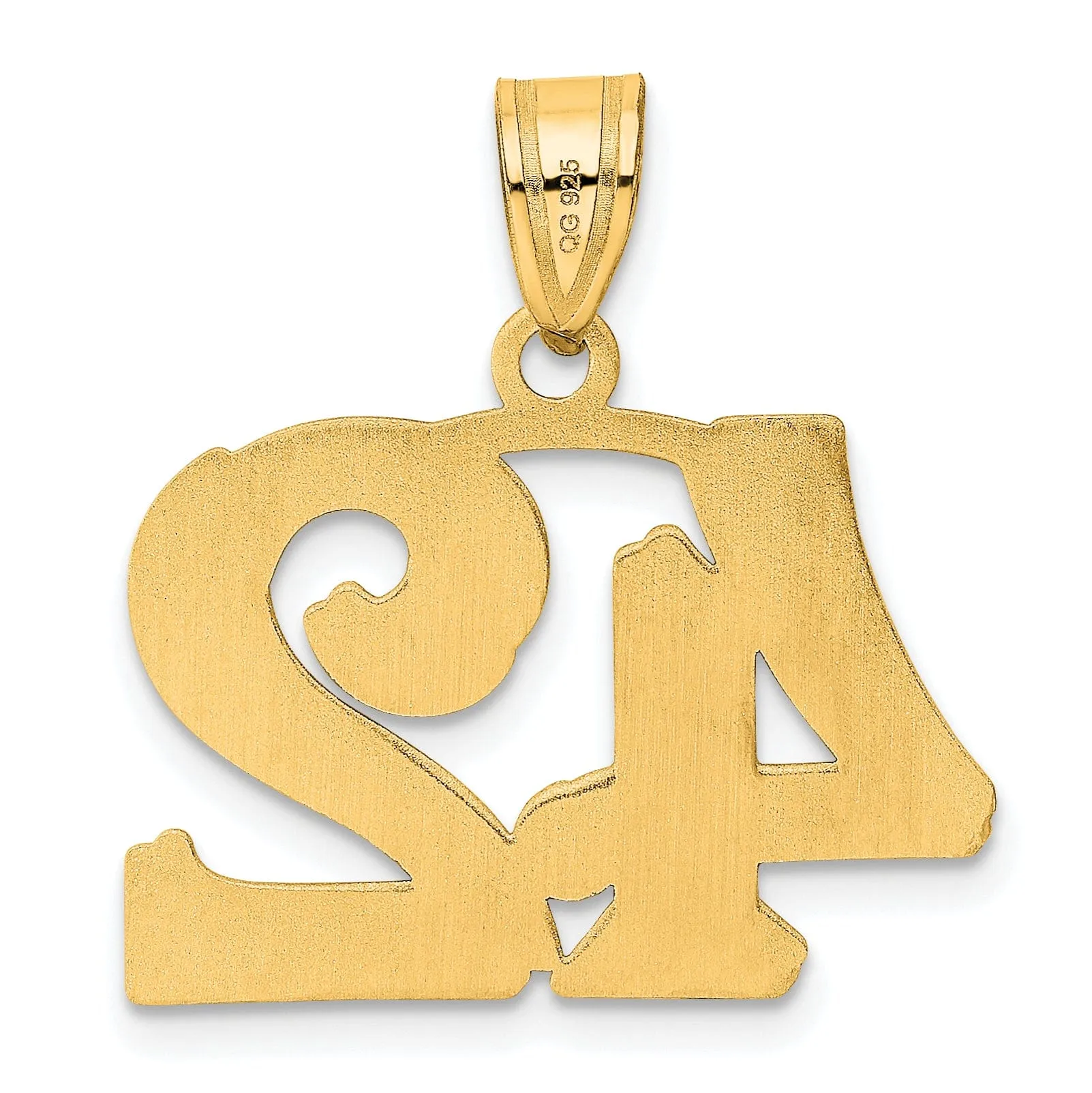 14k Yellow Gold Polished Etched Finish Number 42 Charm Pendant