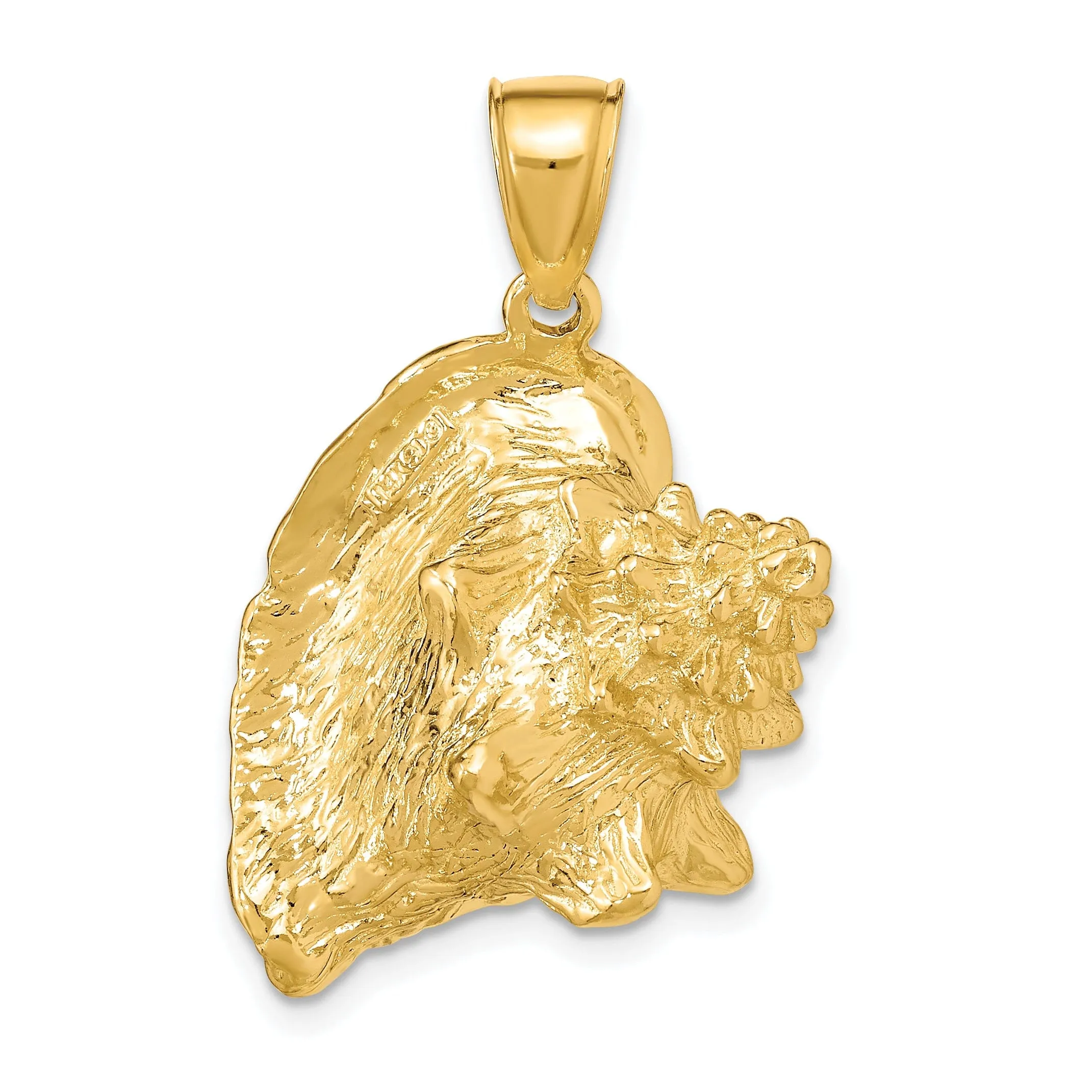 14K Yellow Gold Polished Finish 3-Dimensional Conch Shell Charm Pendant