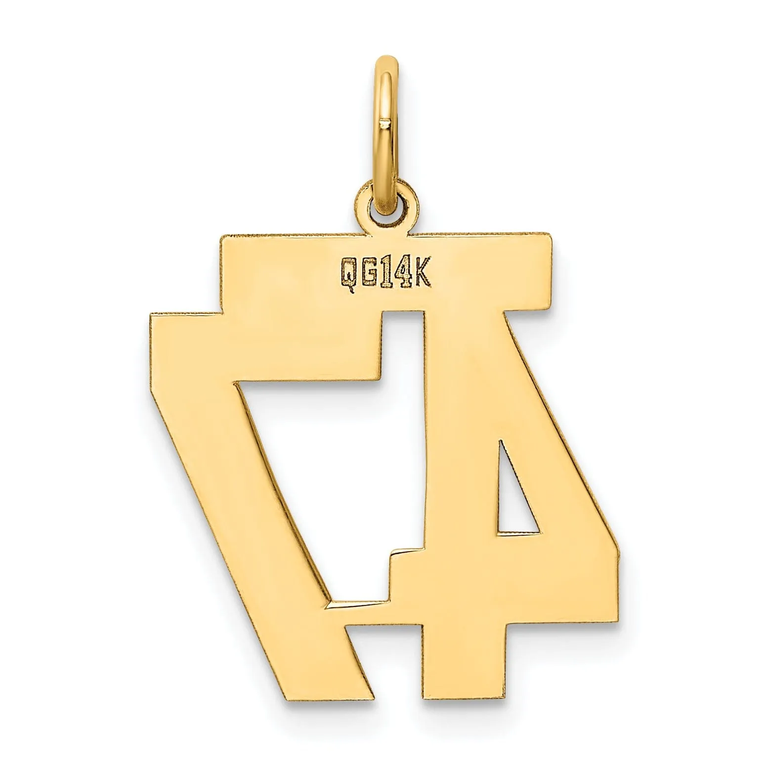 14K Yellow Gold Polished Finish Medium Size Number 47 Charm Pendant