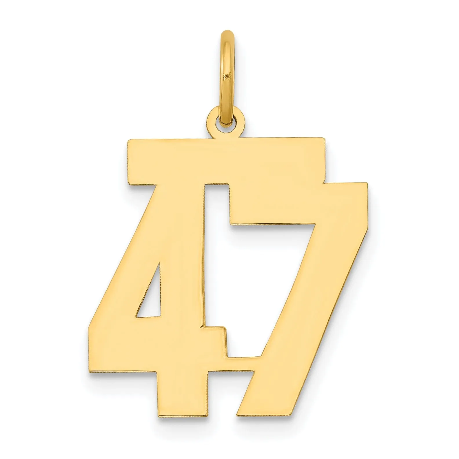 14K Yellow Gold Polished Finish Medium Size Number 47 Charm Pendant