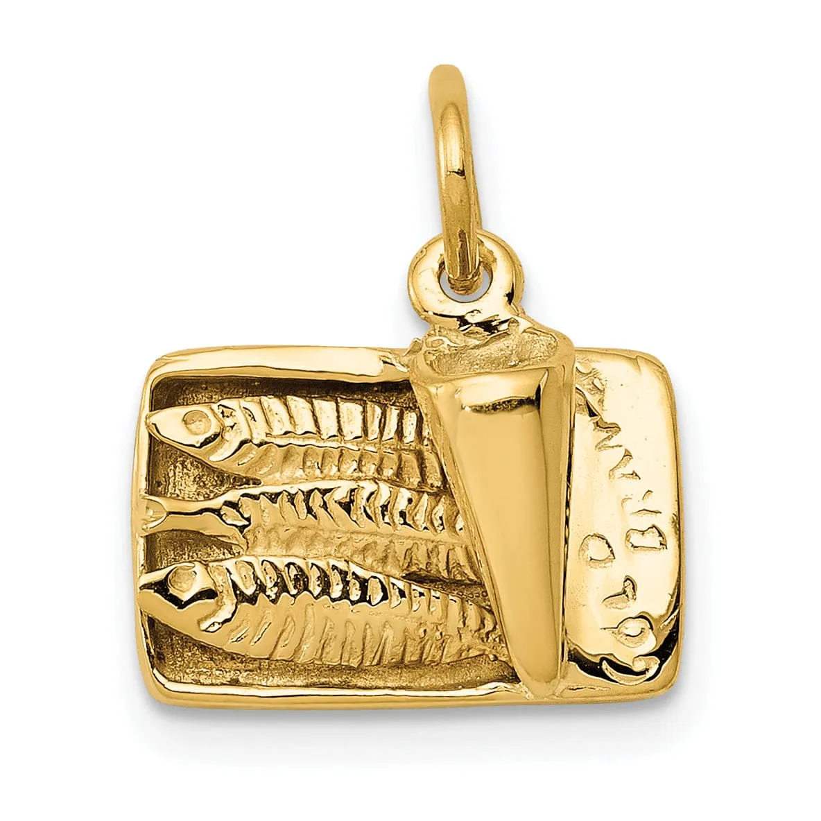 14K Yellow Gold Polished Finish Moveable 3-D Sardine Can Pendant