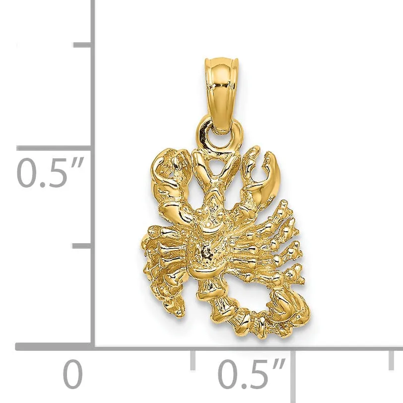 14k Yellow Gold Polished Texture Finish3-D Scorpio Zodiac Charm Pendant