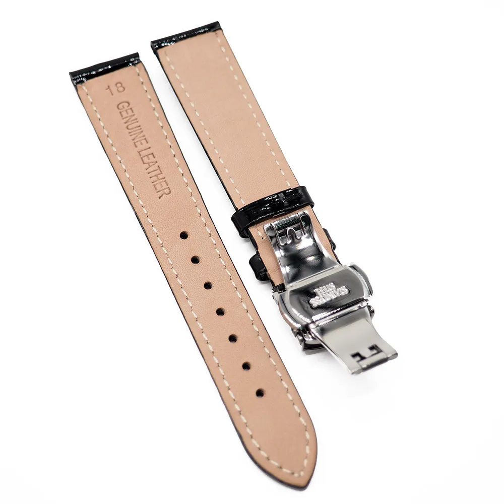 18mm Patent Leather Watch Strap, White / Red / Black