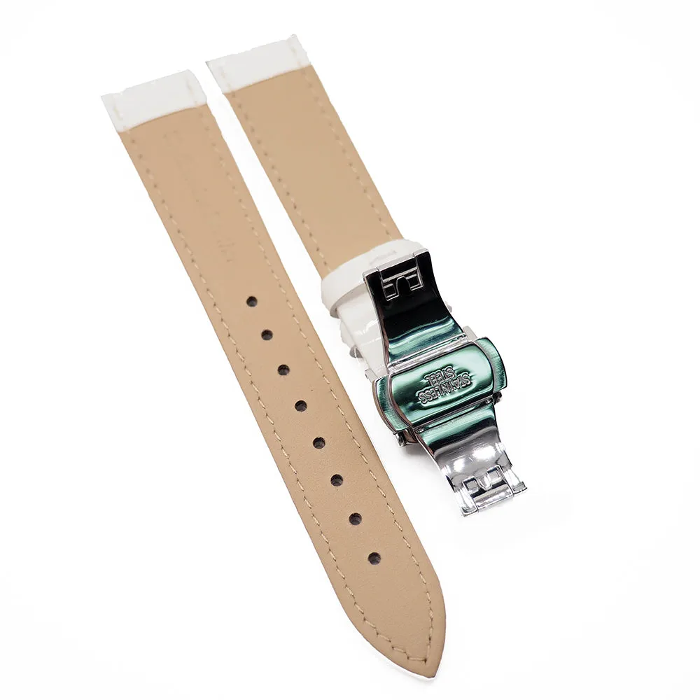 18mm Patent Leather Watch Strap, White / Red / Black