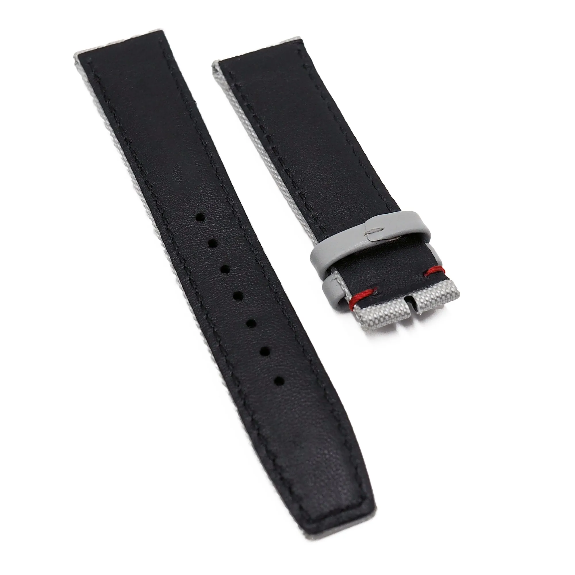 20mm, 21mm, 22mm Gray Nylon Watch Strap For IWC, Black Stitching