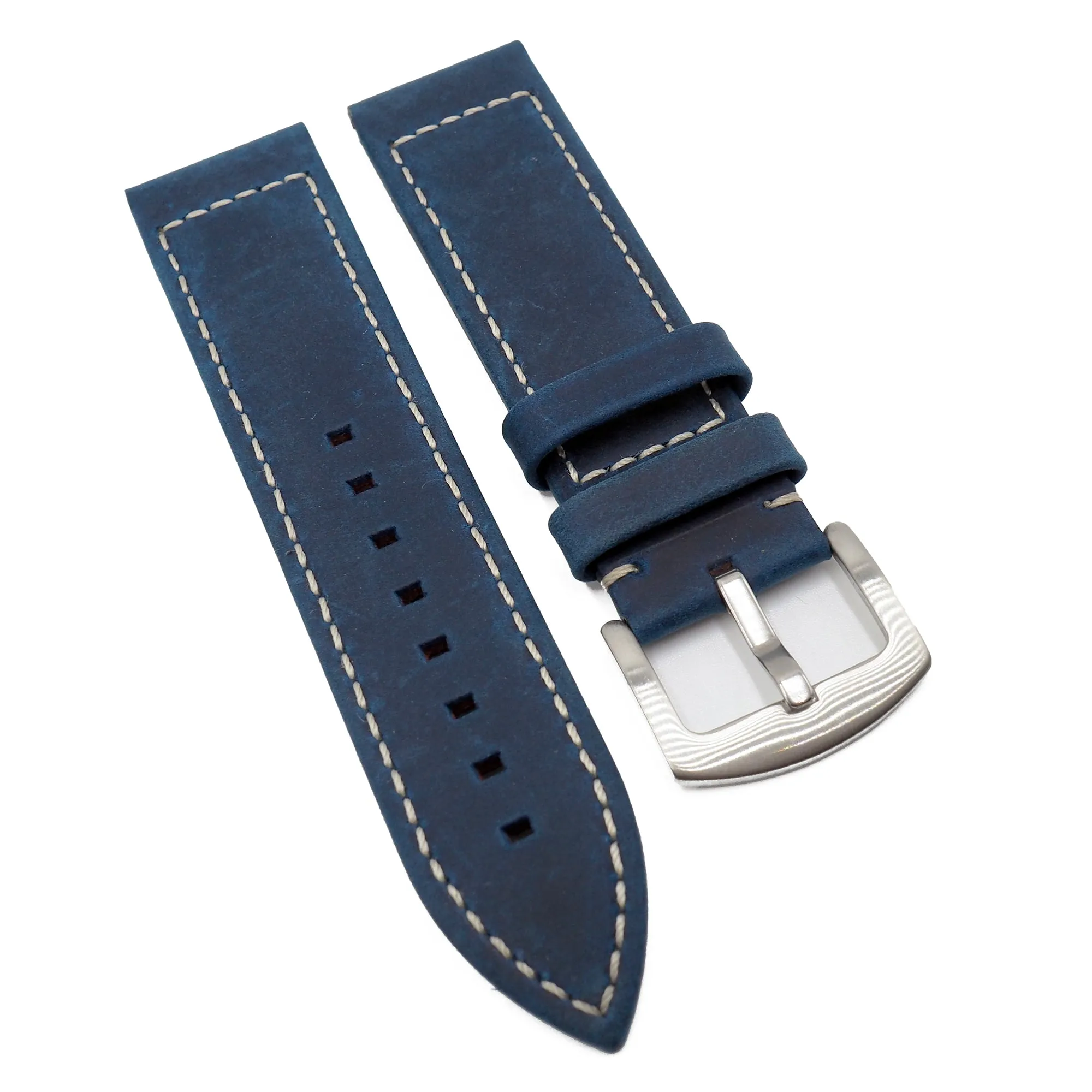 20mm, 23mm Space Blue Matte Calf Leather Watch Strap For Zenith