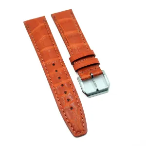 20mm Tangerine Orange Alligator Leather Watch Strap For IWC, Tang Buckle Style