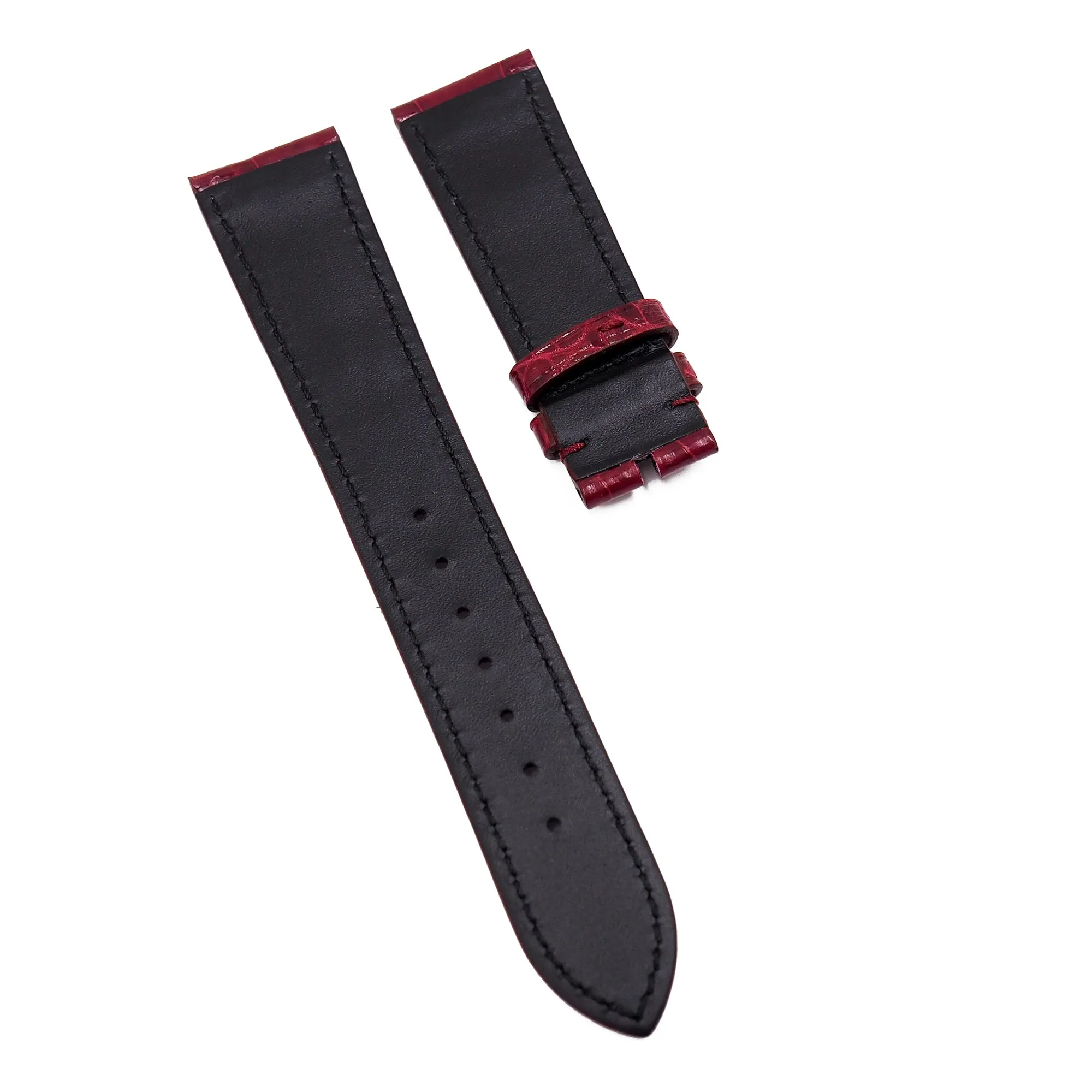 21mm Wine Red Alligator Leather Watch Strap For Rolex Cellini