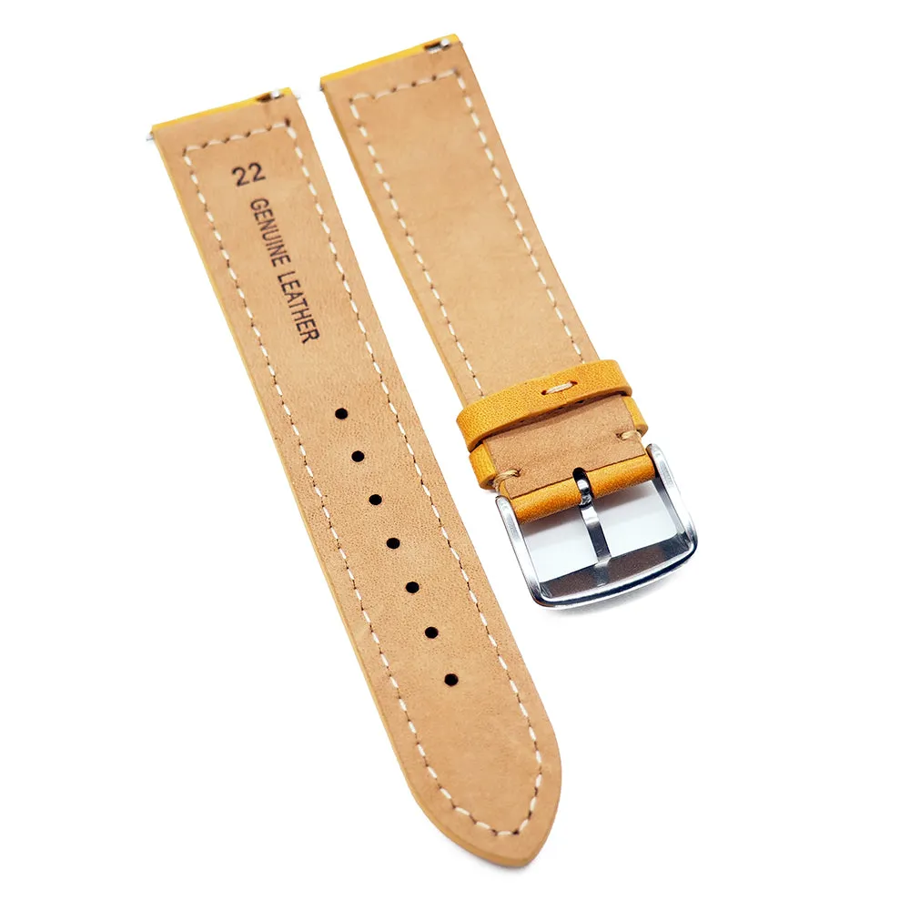 22mm Italian Calf Leather Watch Strap, Quick Release Spring Bars, 4 Colors