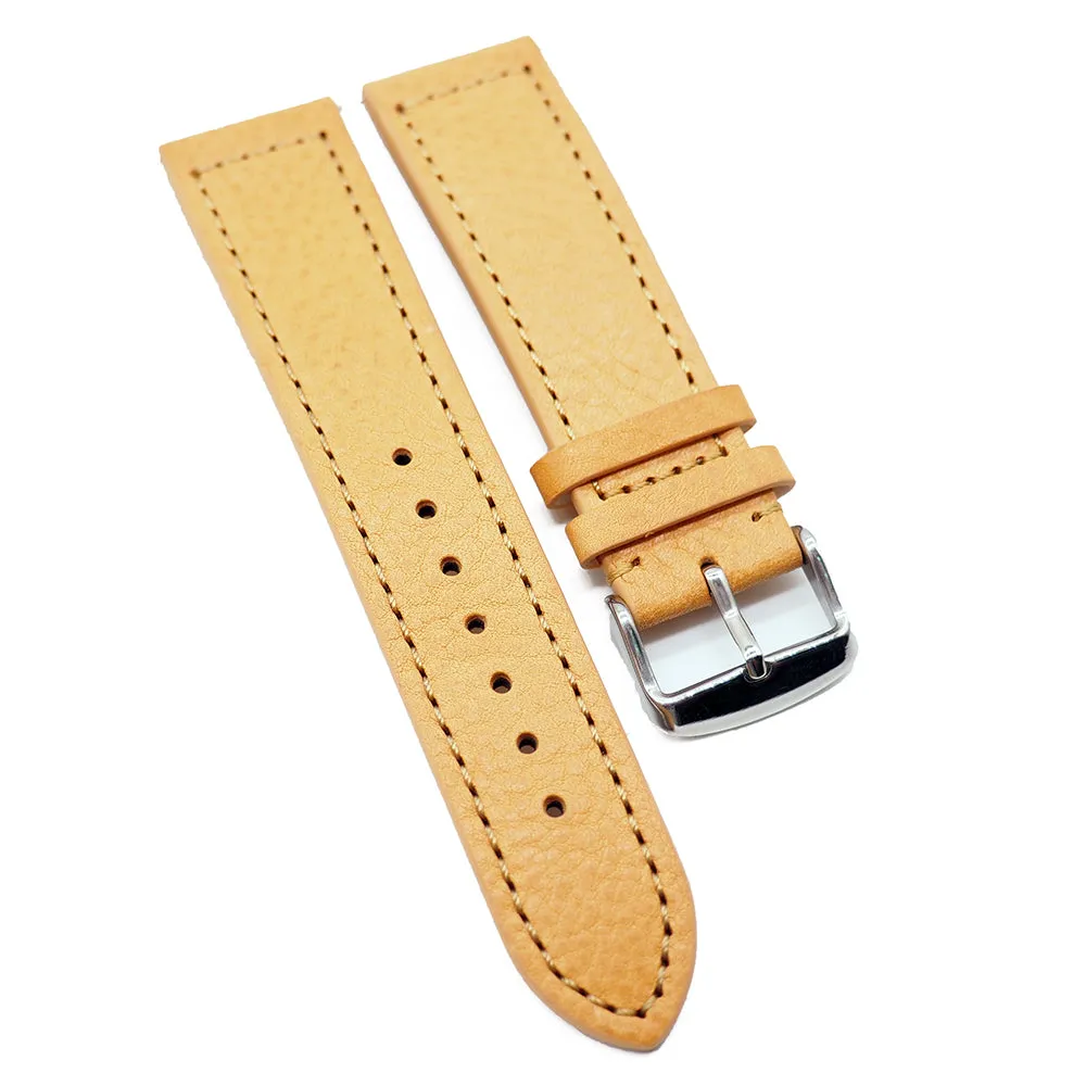 22mm Italian Calf Leather Watch Strap, Quick Release Spring Bars, 4 Colors