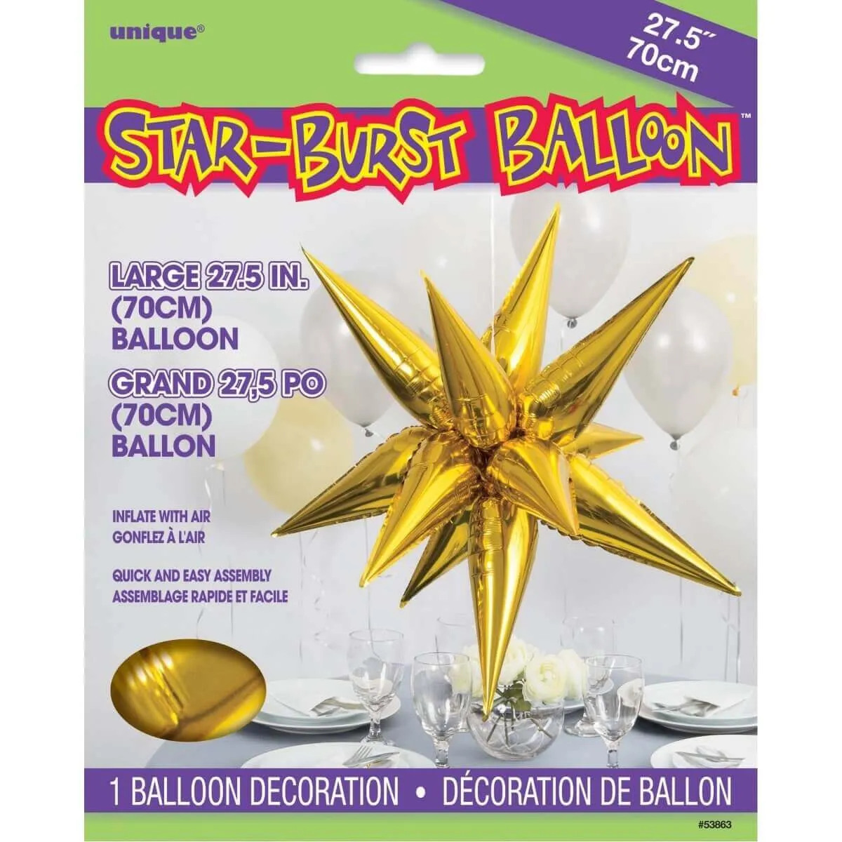 27" Gold 12 Point Star Mylar Balloon