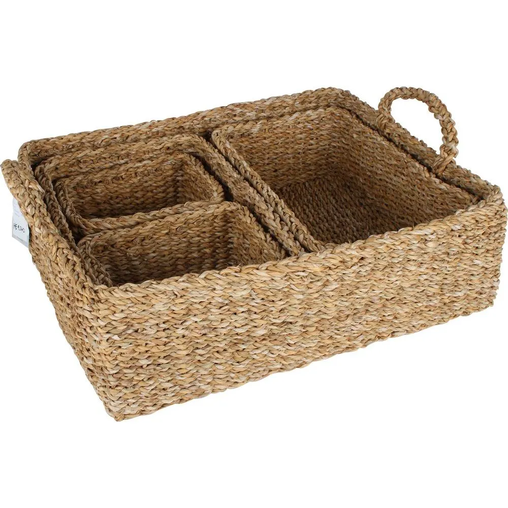 Annie Large Rectangular Woven Tray with Handles