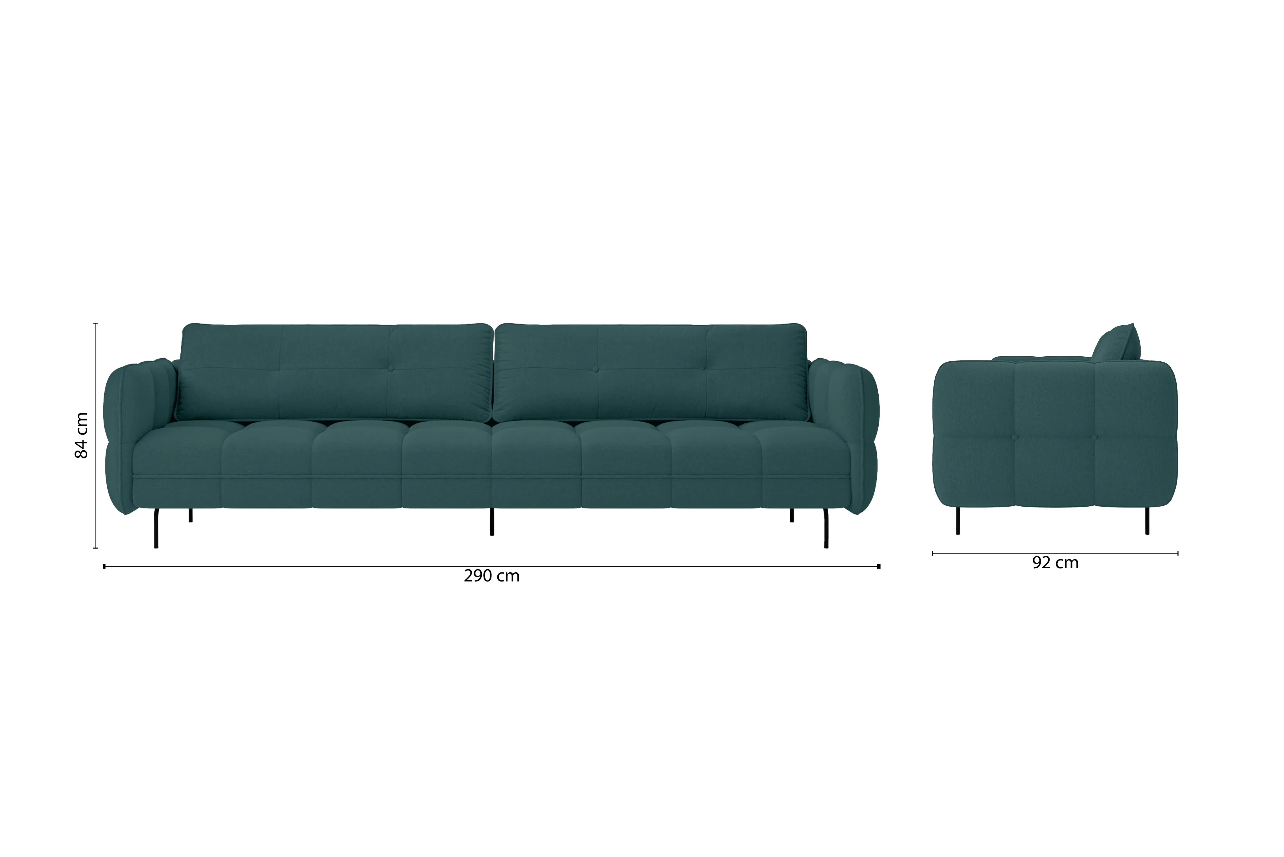 Anzio 4 Seater Sofa Teal Linen Fabric