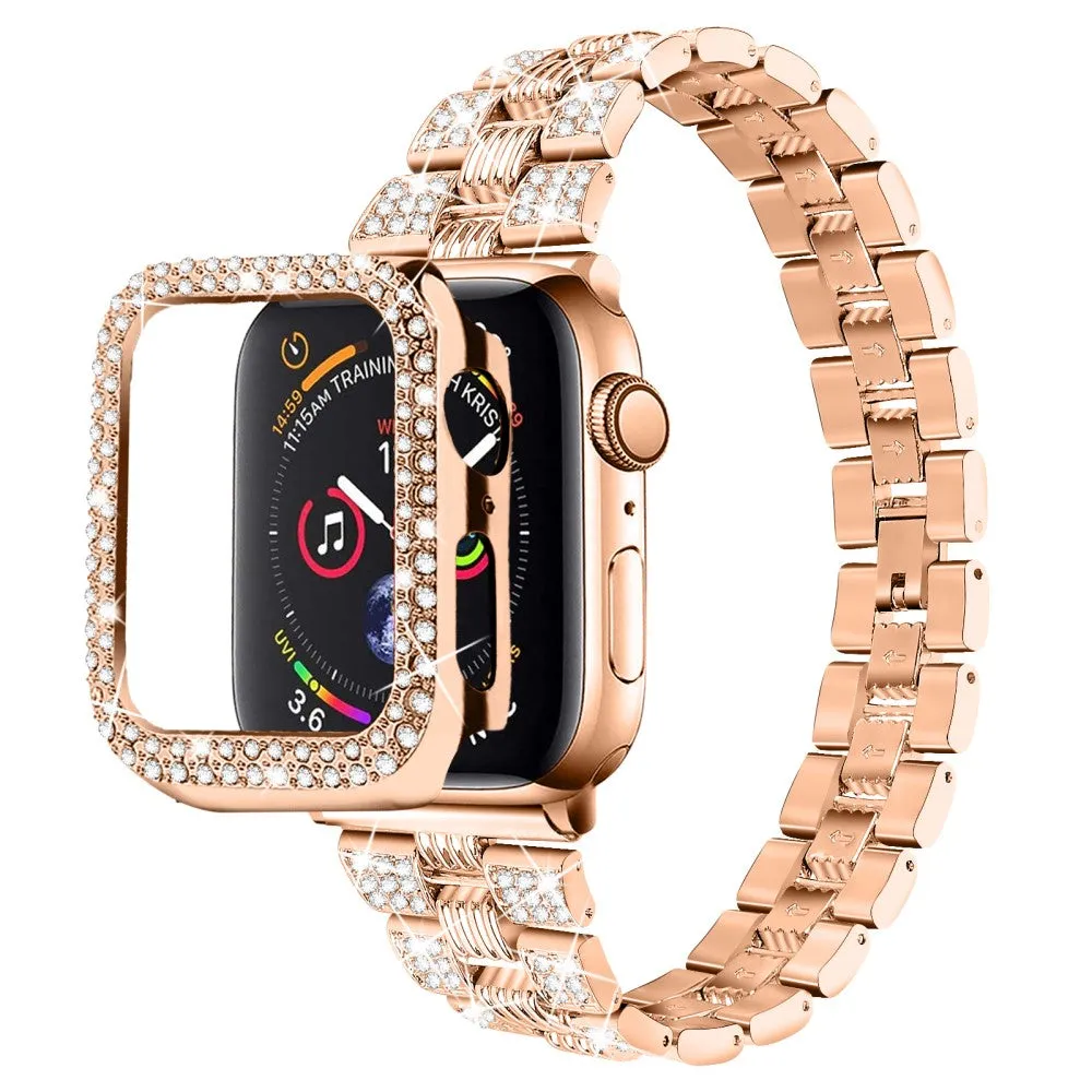 Apple Watch (45mm) rhinestone stainless steel watch strap   cover - Rose Gold / Rose Gold