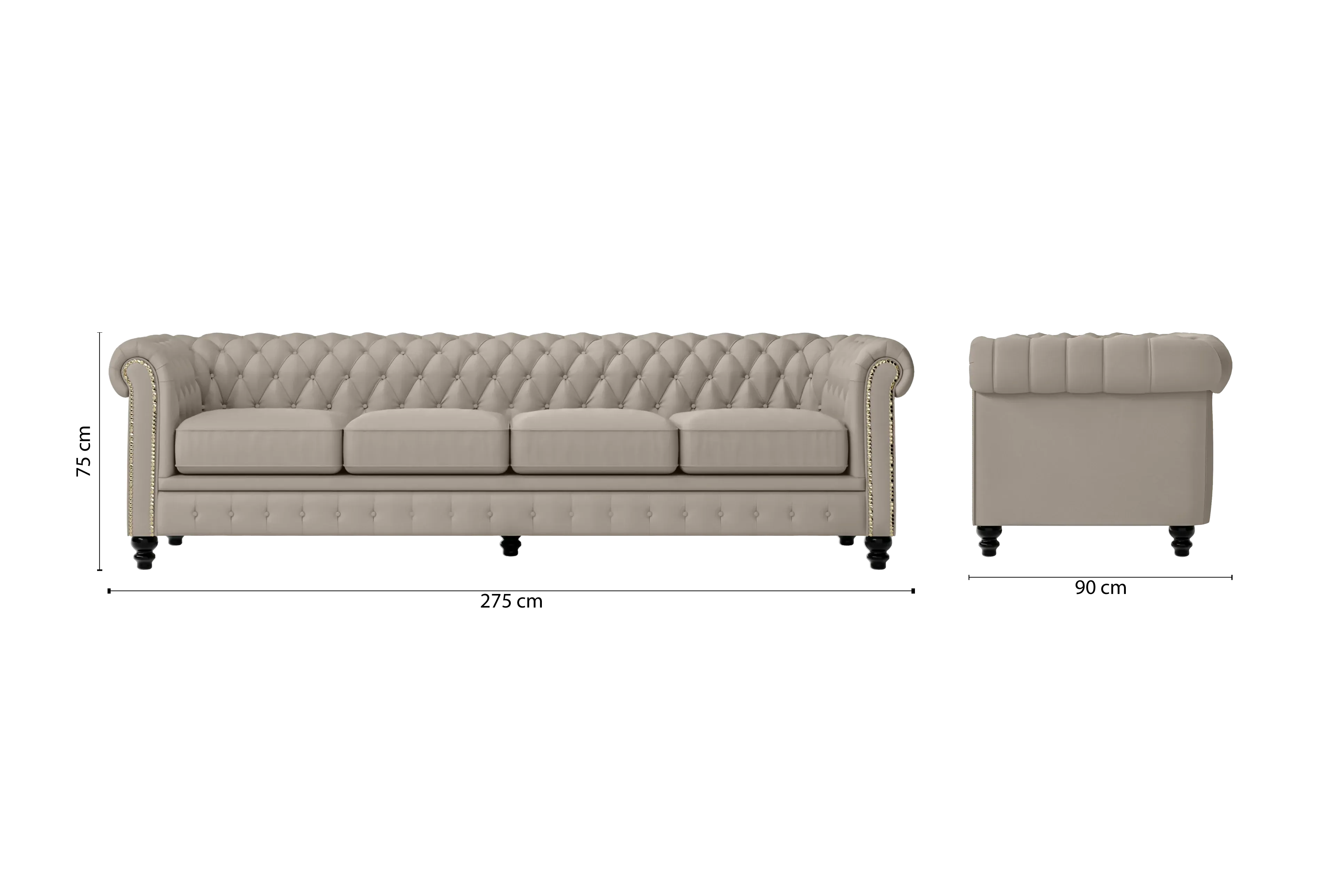 Aversa 4 Seater Sofa Sand Leather