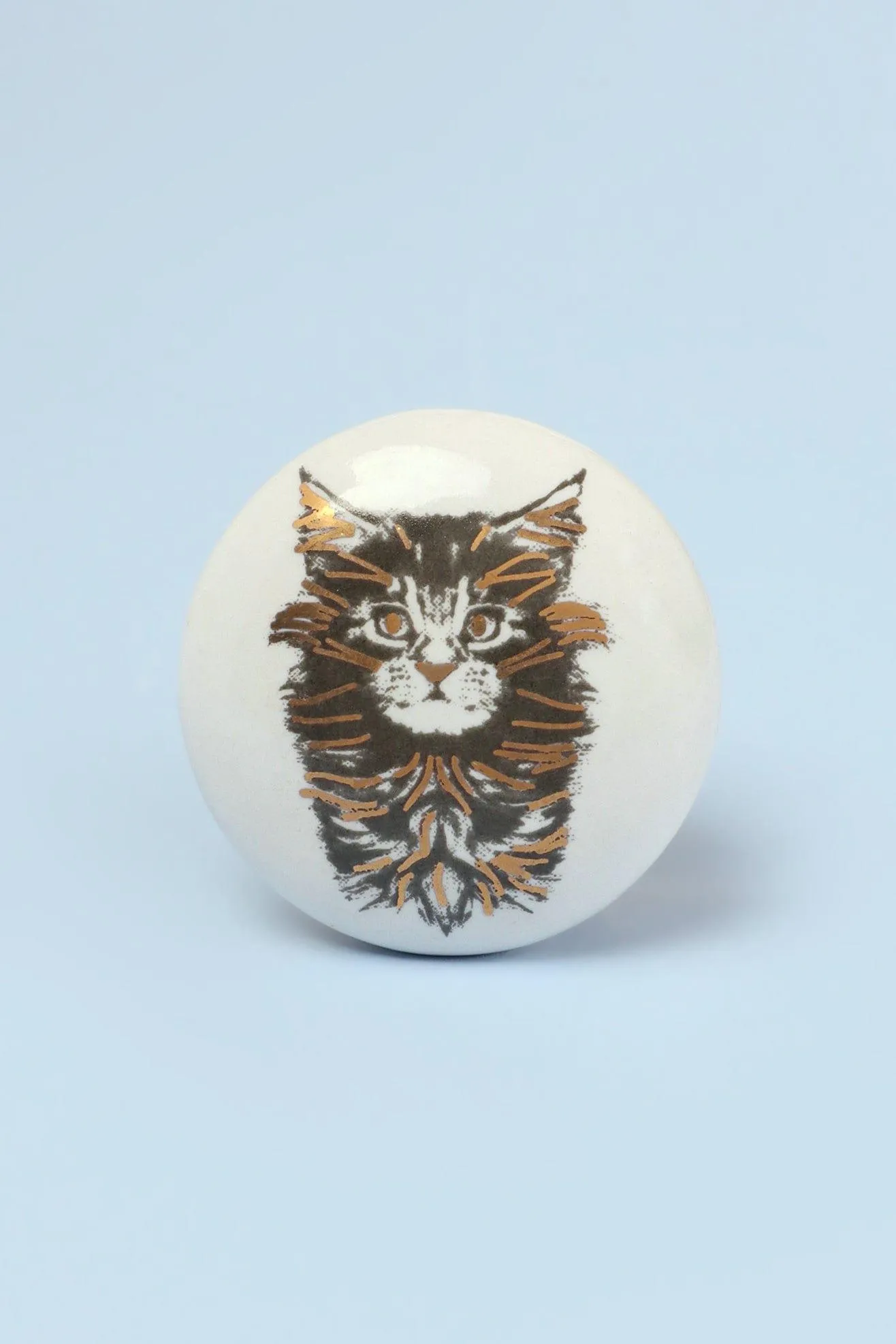 Black and Gold Cat Ceramic Door Knobs