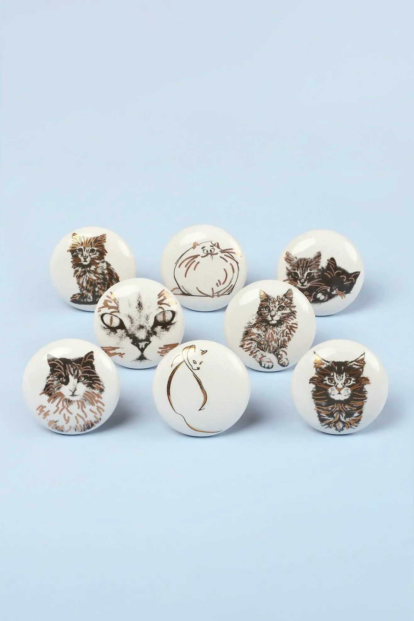 Black and Gold Cat Ceramic Door Knobs