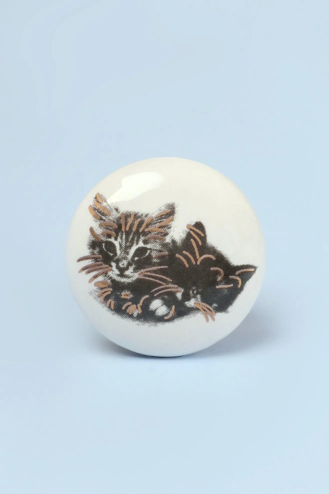 Black and Gold Cat Ceramic Door Knobs