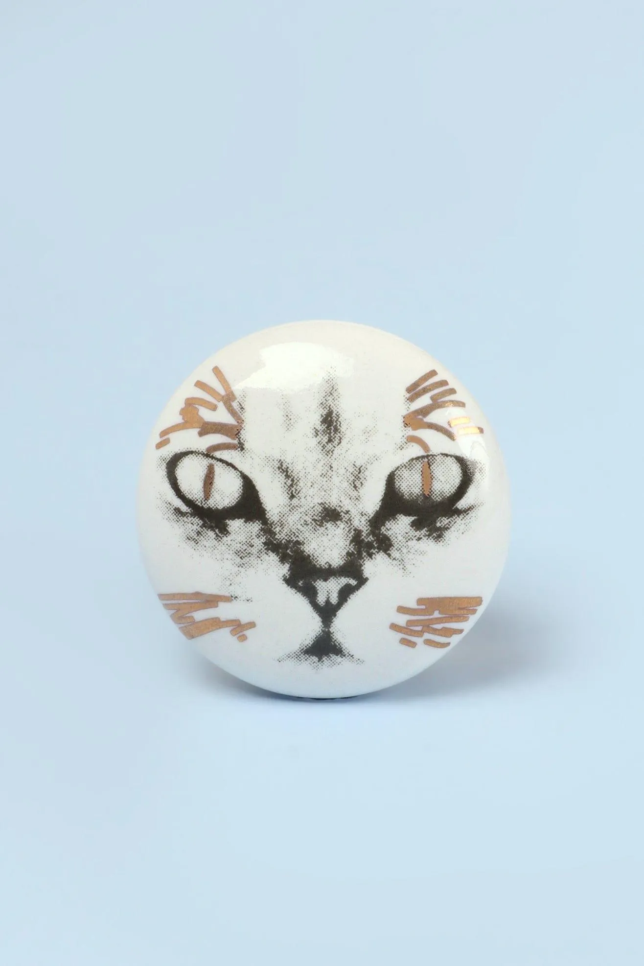 Black and Gold Cat Ceramic Door Knobs