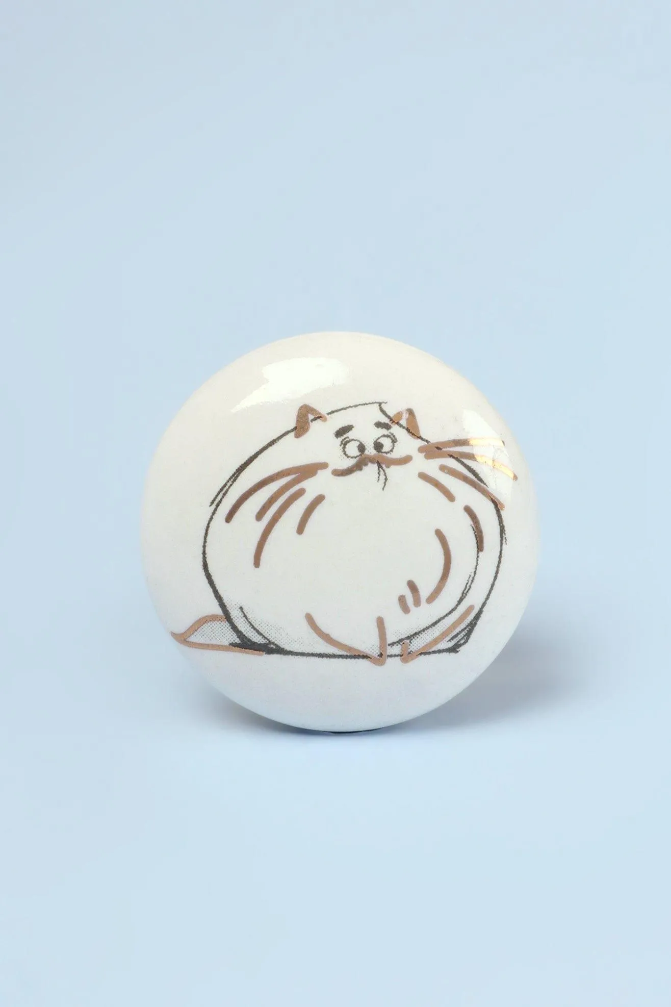 Black and Gold Cat Ceramic Door Knobs