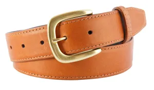 Cognac Smooth Leather Belt, Hudson Buckle (Gold)