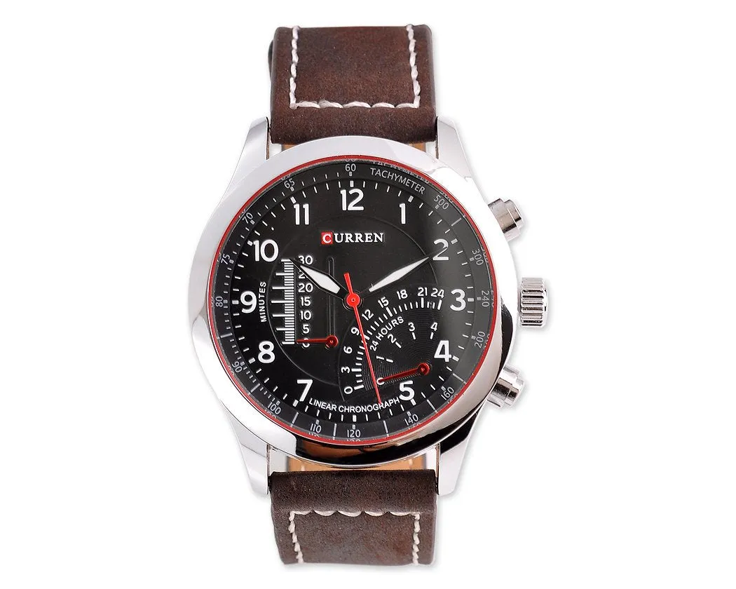 CURREN Racer Stylish Matte Leather Band Men Wrist Watch