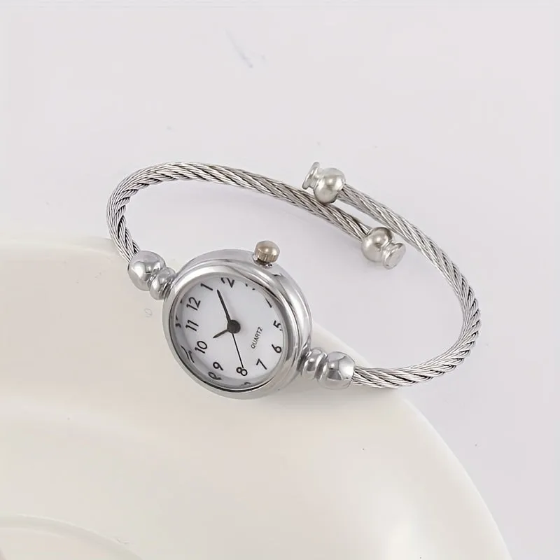 Cute Vintage Round Bangle Watch for Women