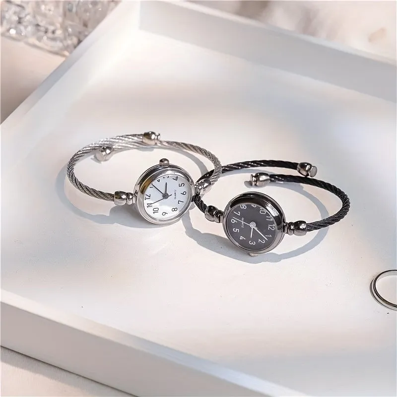 Cute Vintage Round Bangle Watch for Women