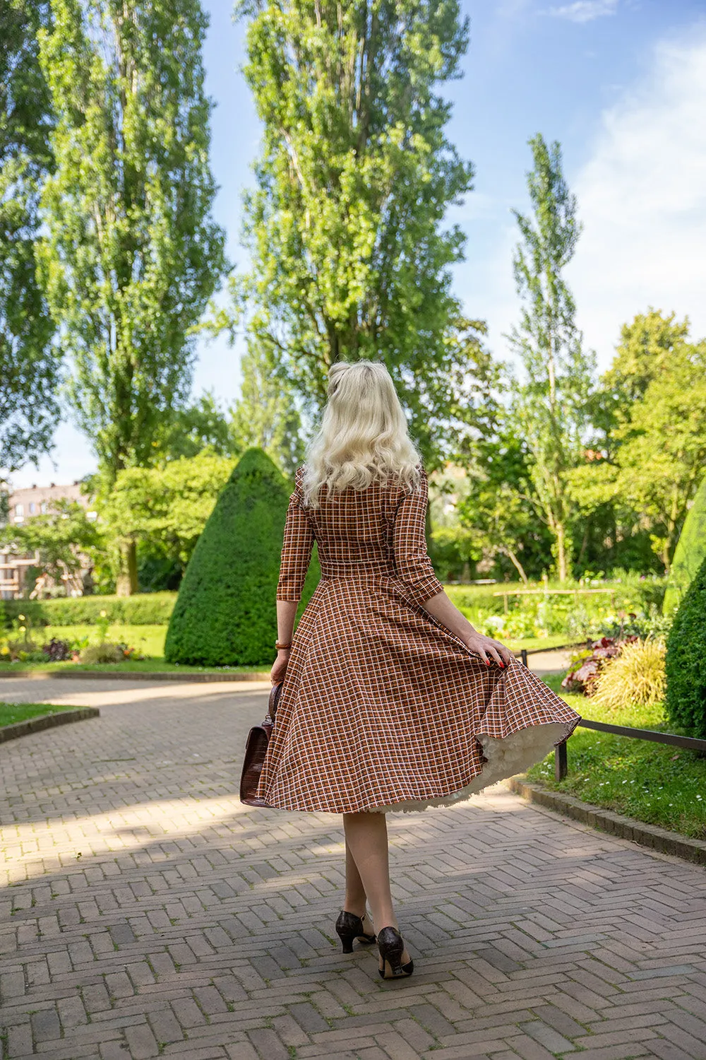 Daniella Check Swing Dress by Hearts and Roses