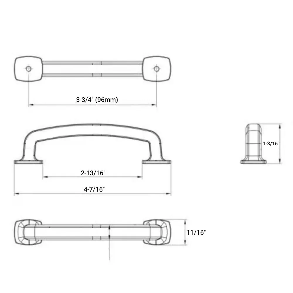 Diversa Matte Black Trinity 3-3/4" (96mm) Cabinet Drawer Pull