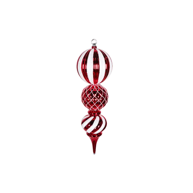 Finial Shiny Red with Silver & White Glitter  50cm