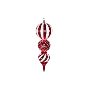 Finial Shiny Red with Silver & White Glitter  50cm