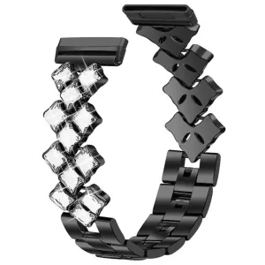 Fitbit Sense / Versa 3 unique rhinestone stainless steel watch strap - Black