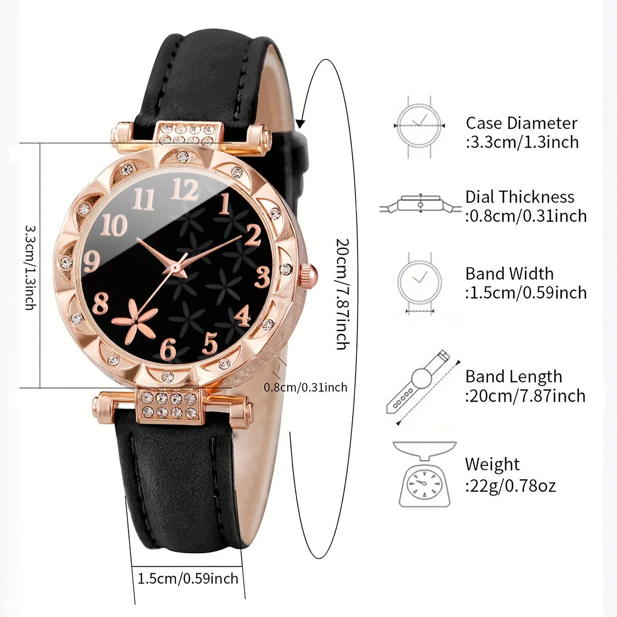 Floral Quartz Watch Set Perfect Gift for Mom 6pcs