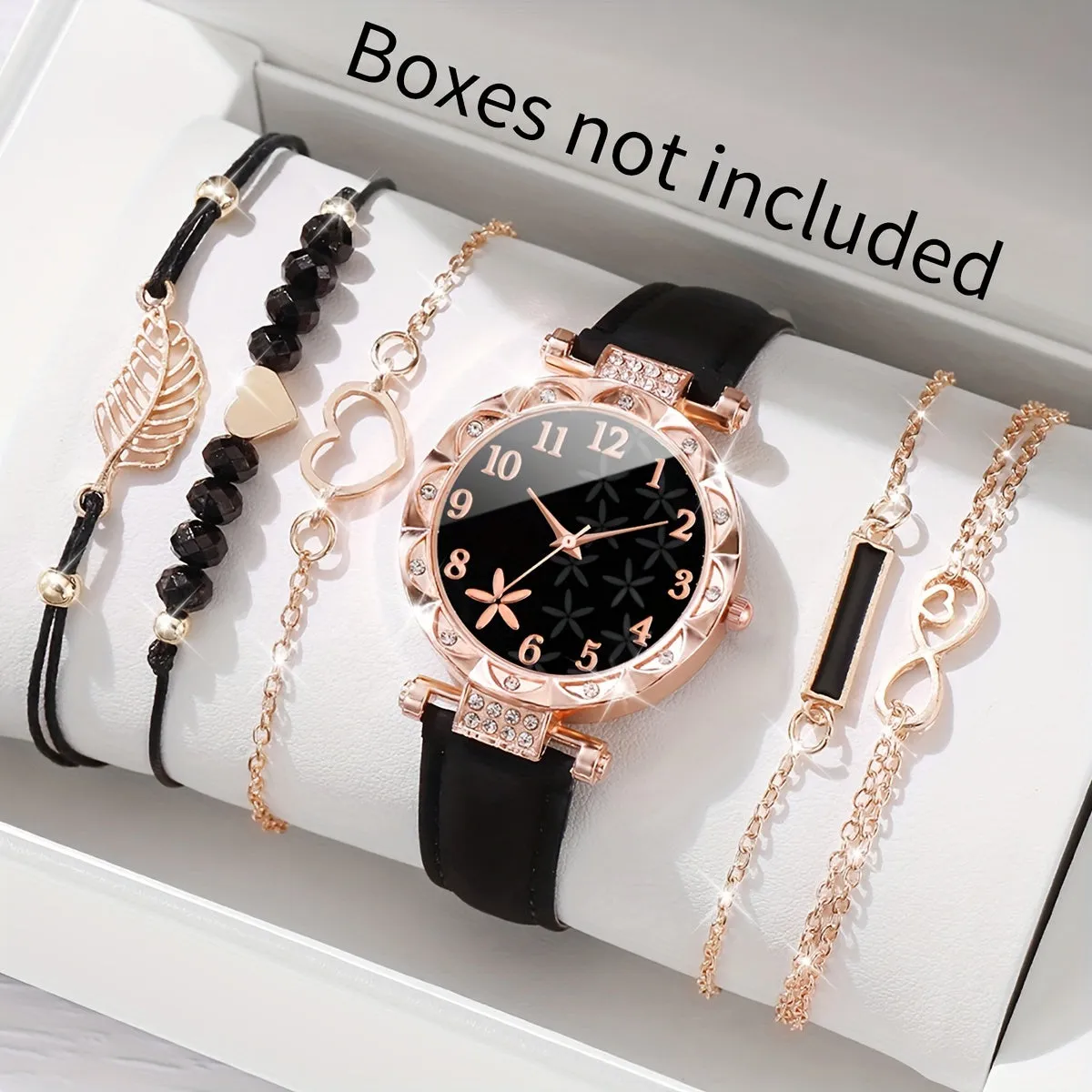 Floral Quartz Watch Set Perfect Gift for Mom 6pcs