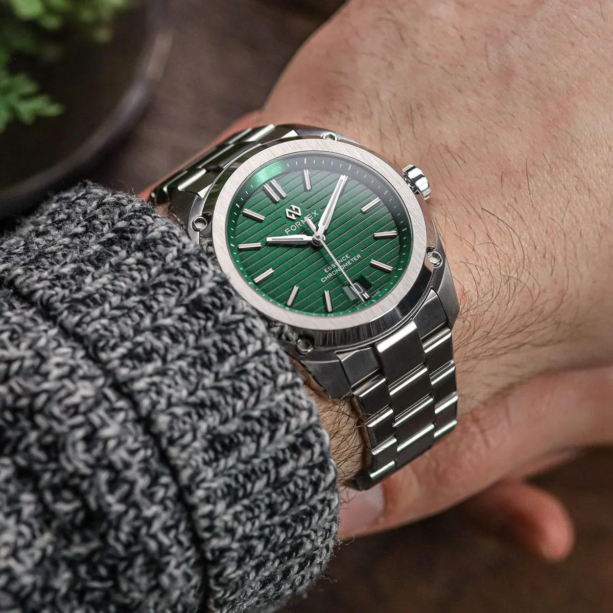 Formex Essence 39 Automatic Chronometer Watch - Green / Steel Bracelet