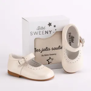 Girls Pearly Ivory Leather Walker Shoes