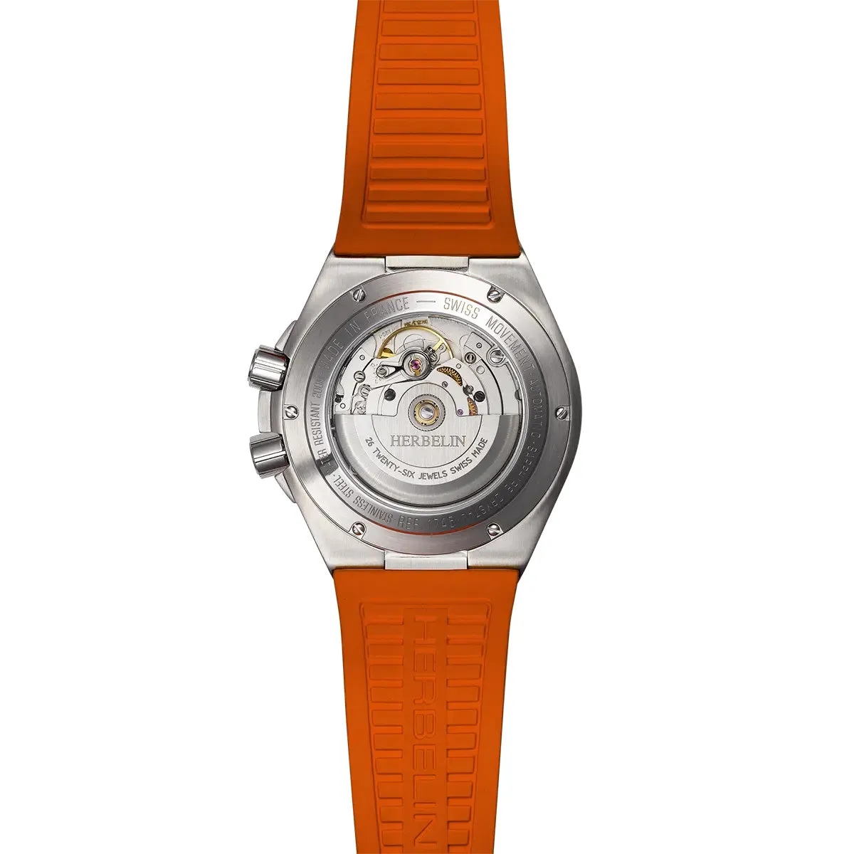 Herbelin Cap Camarat Diver Automatic Men's Orange Silver Watch 1745A14CMD