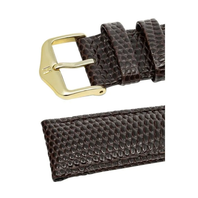 Hirsch RAINBOW Lizard Embossed Leather Watch Strap in BROWN