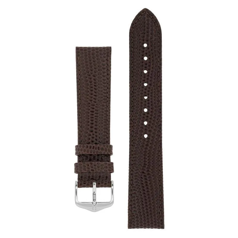 Hirsch RAINBOW Lizard Embossed Leather Watch Strap in BROWN