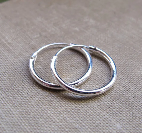 Huggie Hoop Earrings - Sterling Silver Tube Hoops