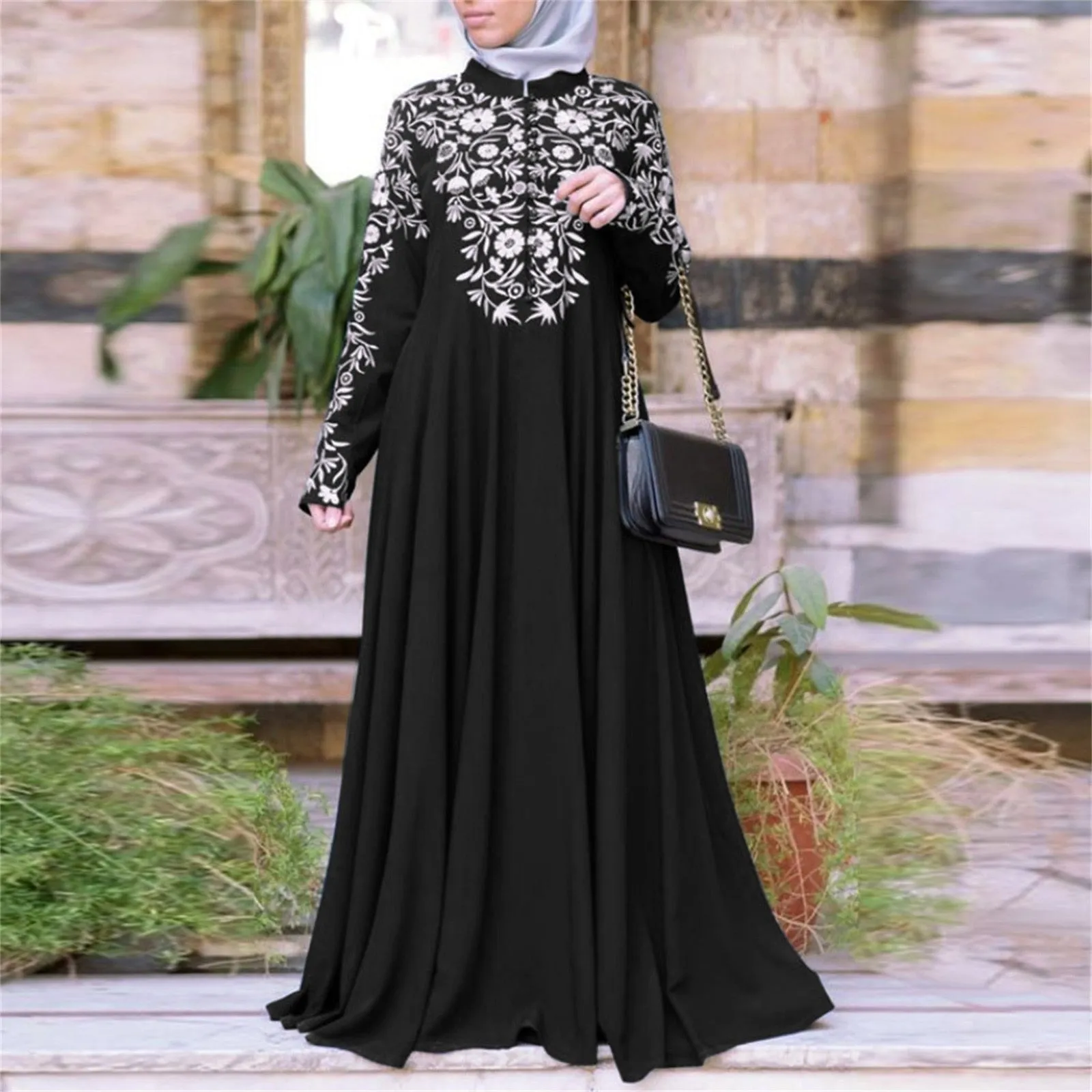 Jersey Abaya Dress Evening Abaya with Lace