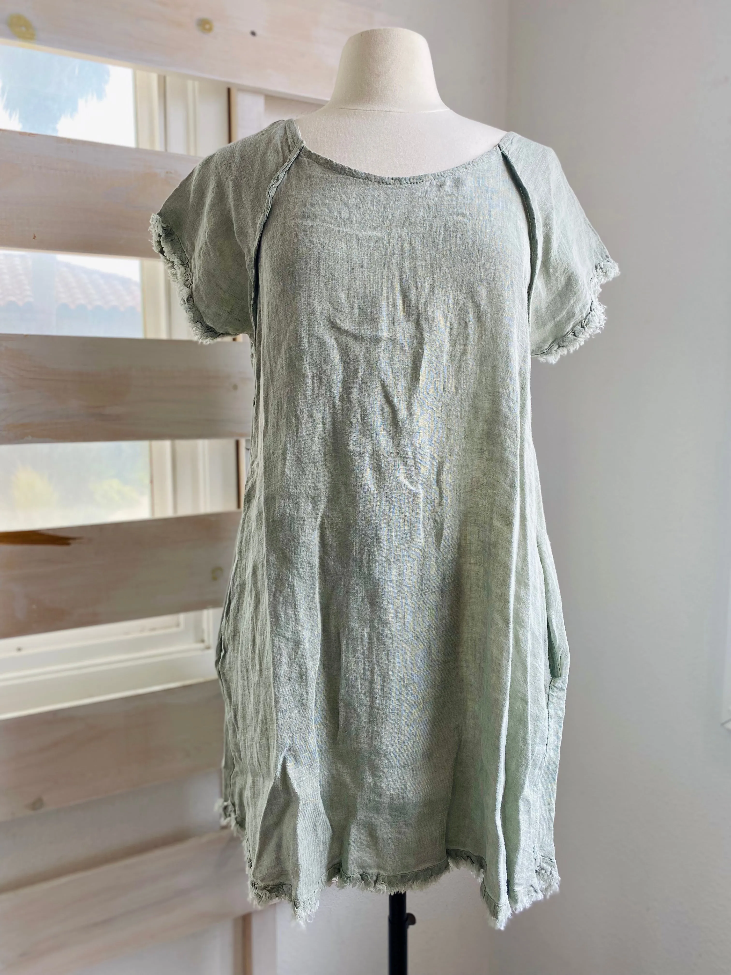 Linen Short Sleeve Dress